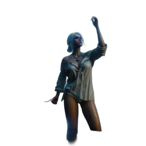 jacket, staff, weapon, creature, 3d render, concept art, pixel art, vaporwave transparent PNG cut-out
