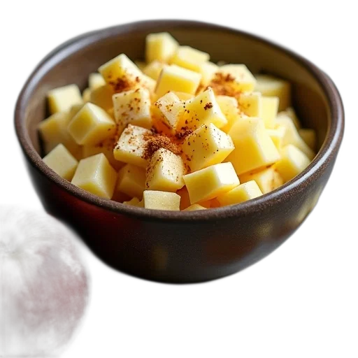 food, bowl, filled, diced, apples, placed, surface, cut transparent PNG cut-out