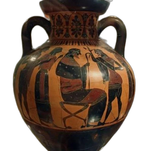 bottle, mask, jewelry, ancient, greek, vase, black-figure, decoration transparent PNG cut-out