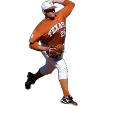 staff, 3d render, baseball, player, wearing, orange, texas, jersey transparent PNG cut-out