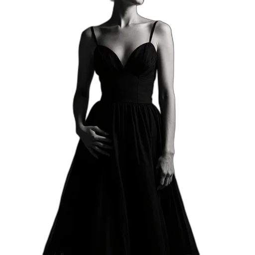 dress, jewelry, photorealistic, concept art, dark, monochrome, day, black transparent PNG cut-out