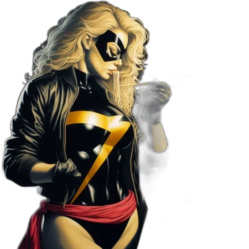 mask, comic book art, concept art, golden, female, superhero, eats, bowl transparent PNG cut-out