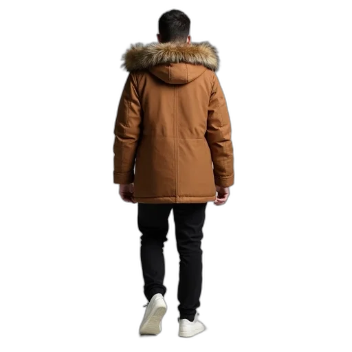 jacket, 3d render, earth tones, dark, person, wearing, brown, winter transparent PNG cut-out