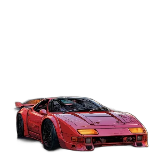 car, weapon, animal, photorealistic, concept art, 3d render, pixel art, red transparent PNG cut-out