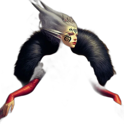 creature, animal, mask, hair, concept art, 3d render, photorealistic, fantasy art transparent PNG cut-out