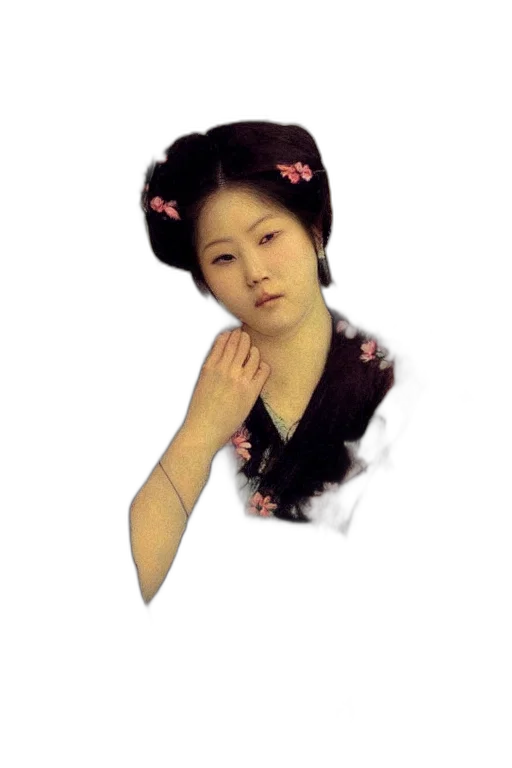 staff, jewelry, face, dress, photorealistic, oil painting, vaporwave, pixel art transparent PNG cut-out