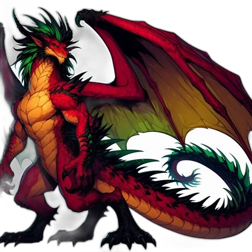 dragon, animal, creature, fantasy art, concept art, pixel art, 3d render, red transparent PNG cut-out