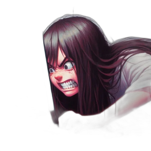 face, creature, mask, hair, concept art, comic book art, anime, photorealistic transparent PNG cut-out