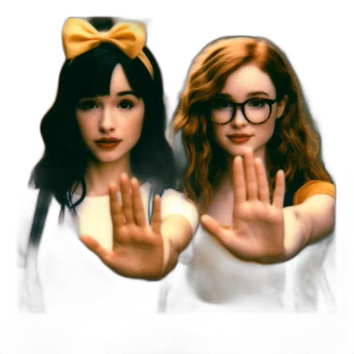 pixel art, concept art, cartoon, anime, two, young, women, stand transparent PNG cut-out
