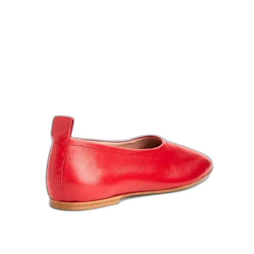 shoes, red, vibrant, flat, shoe, rounded, toe, low transparent PNG cut-out