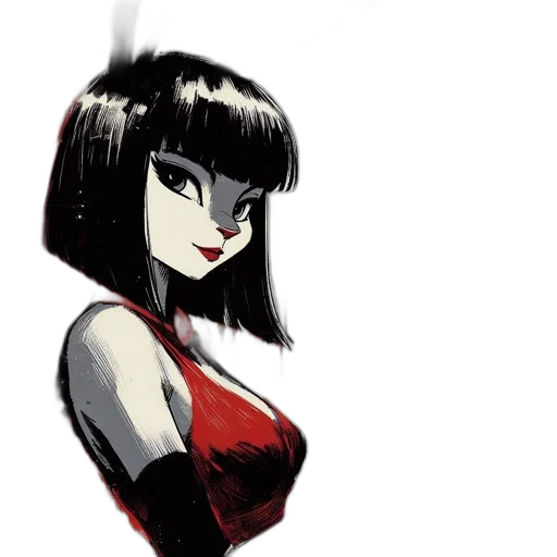 dress, robot, face, comic book art, concept art, anime, fantasy art, red transparent PNG cut-out