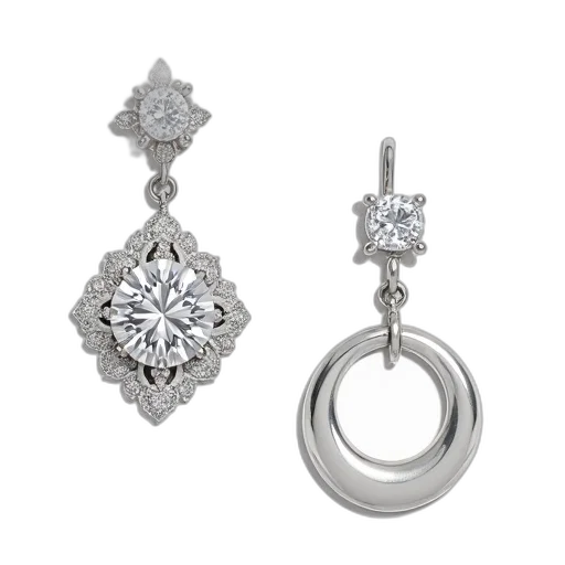 jewelry, crown, pair, earrings, one, featuring, large, round transparent PNG cut-out
