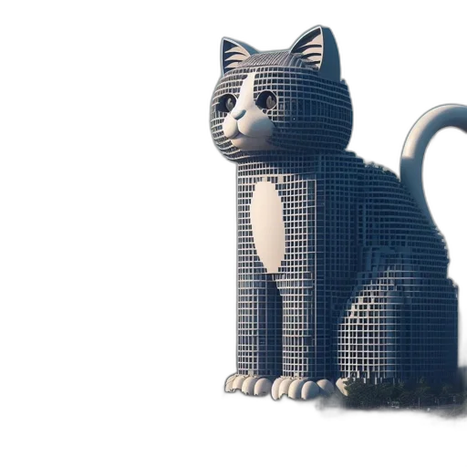 3d render, pixel art, concept art, stunning, modern, skyscraper, shaped, like transparent PNG cut-out