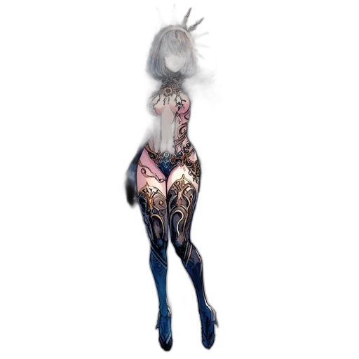 creature, animal, dress, hair, concept art, fantasy art, 3d render, watercolor transparent PNG cut-out