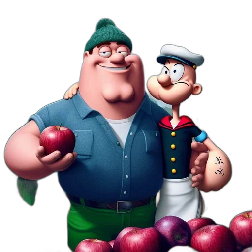 food, concept art, photorealistic, 3d render, cartoon, two, characters, chubby transparent PNG cut-out