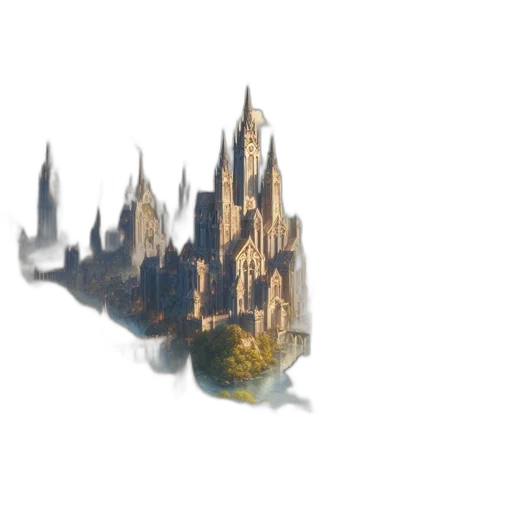 building, crown, dragon, weapon, 3d render, concept art, pixel art, fantasy art transparent PNG cut-out