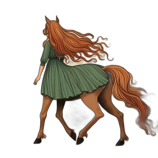 dress, hair, animal, creature, concept art, fantasy art, watercolor, pixel art transparent PNG cut-out