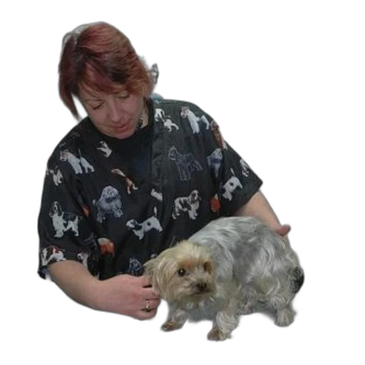 staff, animal, creature, dress, photorealistic, woman, dog-themed, shirt transparent PNG cut-out