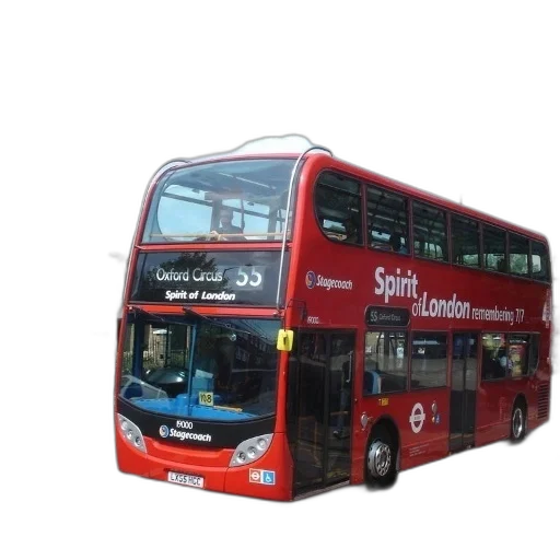 staff, 3d render, photorealistic, concept art, city street, red, double, decker transparent PNG cut-out