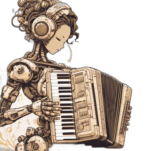 robot, concept art, cyberpunk, pixel art, illustrated, woman, steampunk, outfit transparent PNG cut-out