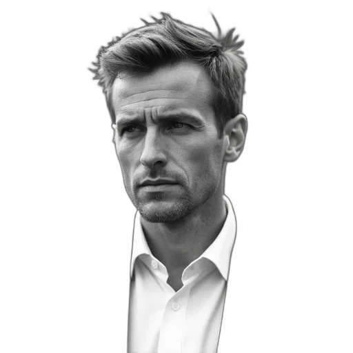 face, jacket, staff, hair, photorealistic, comic book art, concept art, pencil sketch transparent PNG cut-out