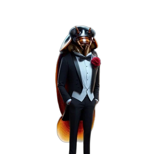 jacket, robot, staff, mask, concept art, 3d render, cartoon, comic book art transparent PNG cut-out