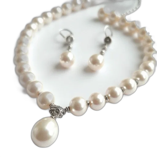 jewelry, crown, close-up, view, white, pearl, necklace, large transparent PNG cut-out