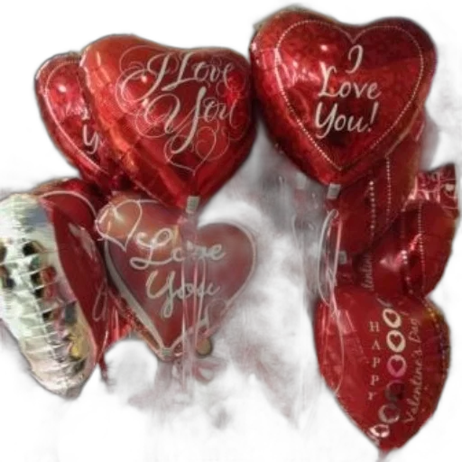 jewelry, photorealistic, bouquet, red, heart-shaped, balloons, love, written transparent PNG cut-out