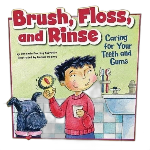 children, book, titled, brush, floss, rinse, caring, teeth transparent PNG cut-out