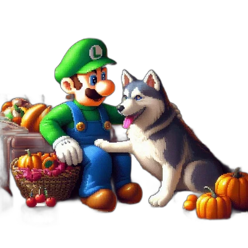 animal, food, pixel art, concept art, fantasy art, watercolor, green, monochrome transparent PNG cut-out