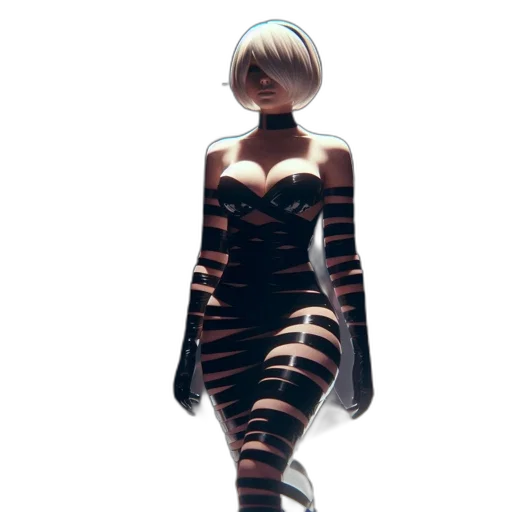 dress, robot, creature, mask, concept art, 3d render, comic book art, fantasy art transparent PNG cut-out