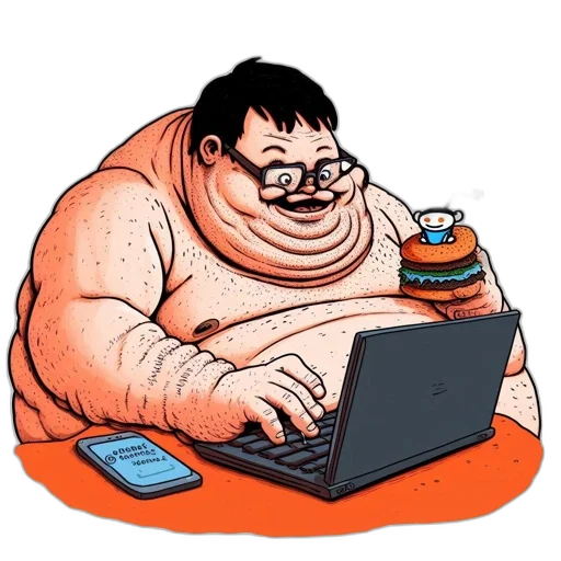 food, robot, animal, creature, concept art, cartoon, comic book art, obese transparent PNG cut-out