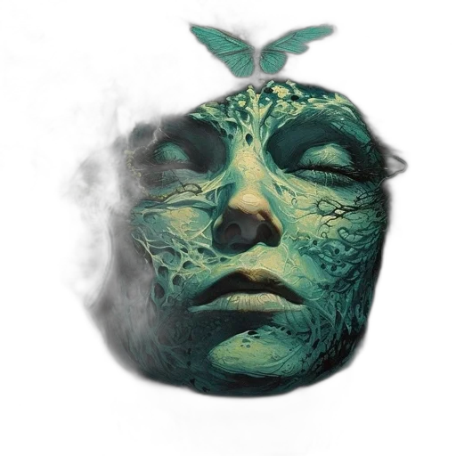mask, face, creature, crown, concept art, fantasy art, photorealistic, 3d render transparent PNG cut-out