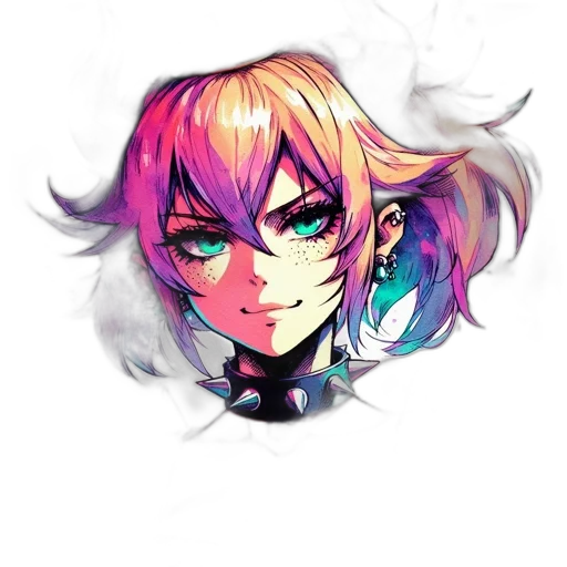 mask, face, hair, flower, anime, watercolor, pixel art, vaporwave transparent PNG cut-out