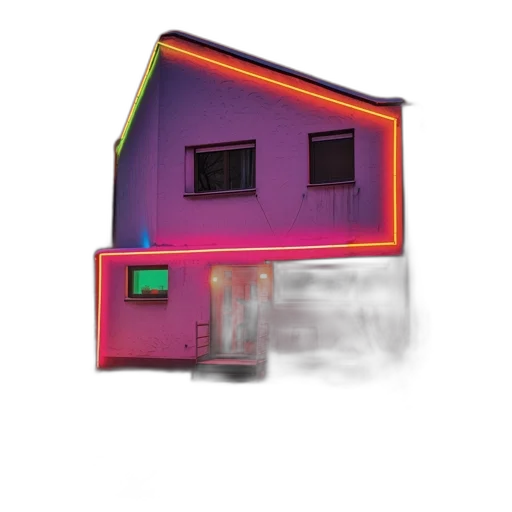 building, furniture, robot, 3d render, vaporwave, concept art, cyberpunk, neon lights transparent PNG cut-out