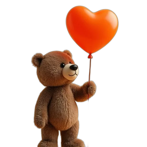 3d render, bear, holding, orange transparent PNG cut-out