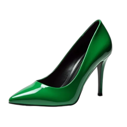 shoes, green, women, pointy transparent PNG cut-out