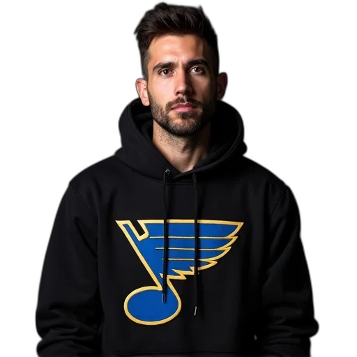 jacket, man, wearing, black, hoodie, blue, gold, louis transparent PNG cut-out