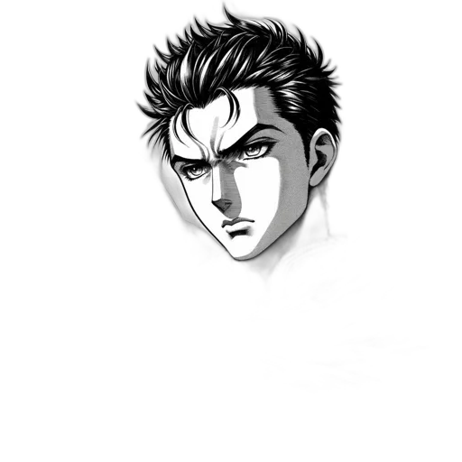 face, mask, staff, comic book art, cartoon, concept art, anime, monochrome transparent PNG cut-out