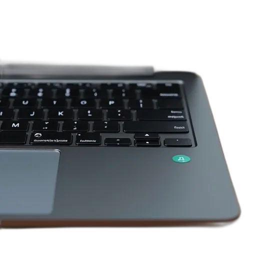 3d render, green, black, laptop, keyboard, single, key, missing transparent PNG cut-out