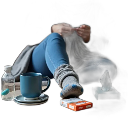 photorealistic, concept art, 3d render, fog, blue, person, sitting, couch transparent PNG cut-out