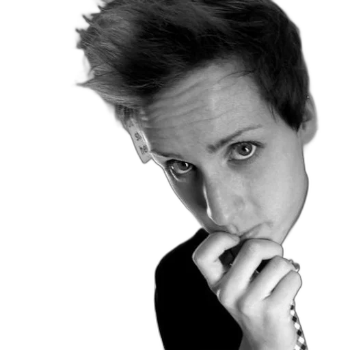 face, staff, hair, black-and-white, photo, person, short, wearing transparent PNG cut-out