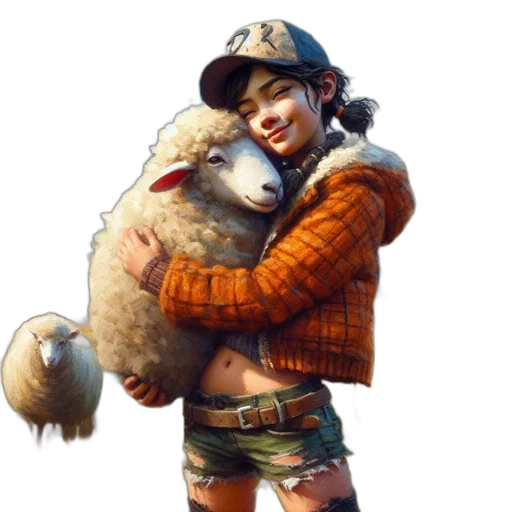 animal, creature, weapon, concept art, fantasy art, pixel art, 3d render, shepherdess transparent PNG cut-out