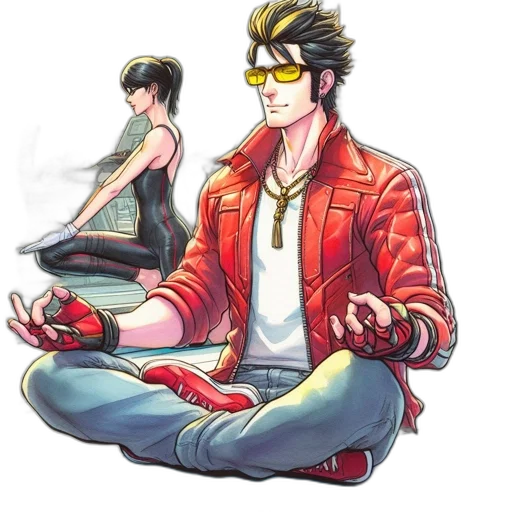 jacket, concept art, cyberpunk, comic book art, anime, red, neon, image transparent PNG cut-out