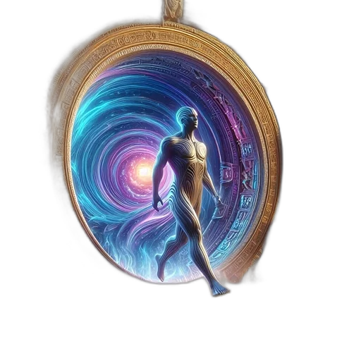 jewelry, staff, fantasy art, concept art, vaporwave, outer space, humanoid, figure transparent PNG cut-out