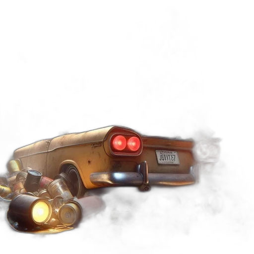 car, weapon, concept art, photorealistic, 3d render, fantasy art, fire, fog transparent PNG cut-out