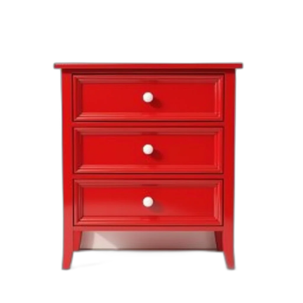 furniture, 3d render, photorealistic, red, wooden, dresser, glossy, finish transparent PNG cut-out