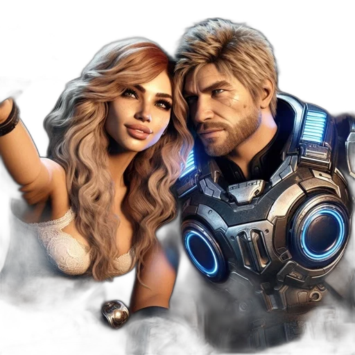 concept art, fantasy art, comic book art, pixel art, outer space, blonde, woman, takes transparent PNG cut-out