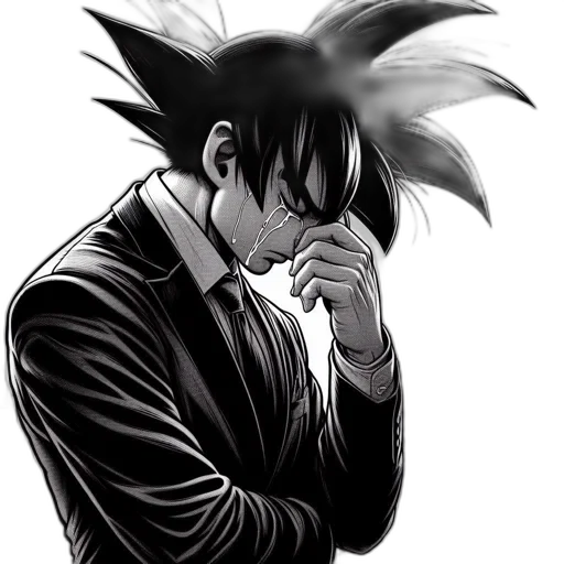 jacket, comic book art, concept art, anime, cartoon, monochrome, suit-clad, tearful transparent PNG cut-out