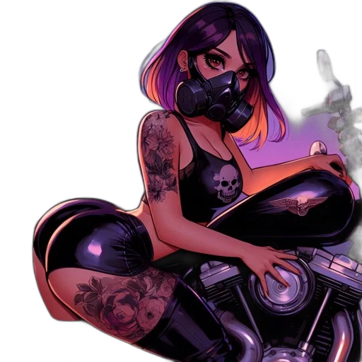 comic book art, cyberpunk, concept art, fantasy art, dark, woman, bright, purple transparent PNG cut-out